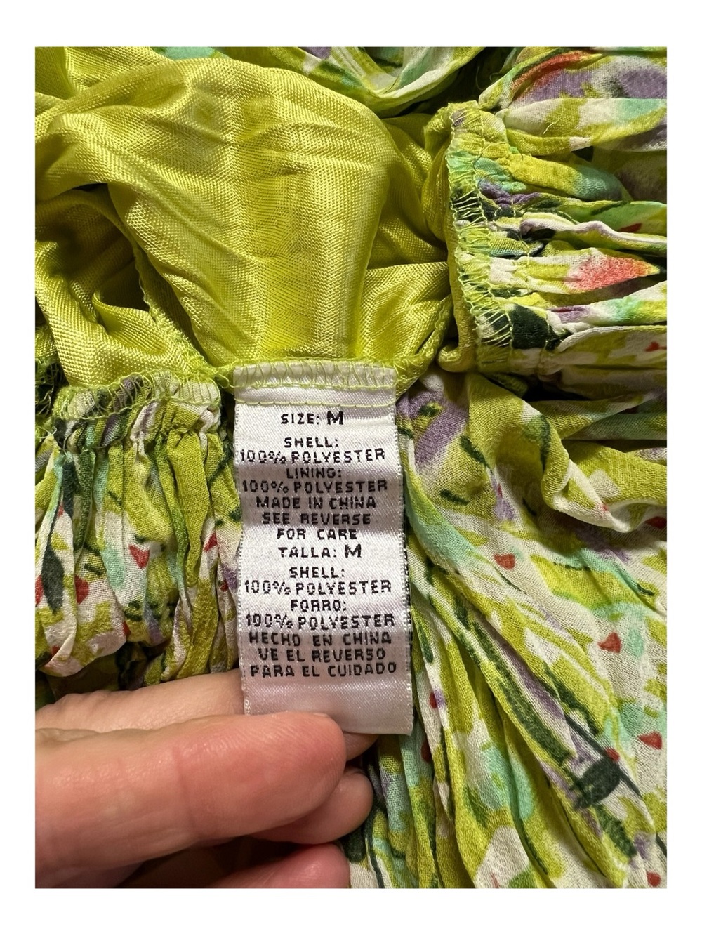 EUC Carrie Allen Fairycore Floral Embroidered Crinkle Lime Green Dress | Size M - Picture 10 of 11